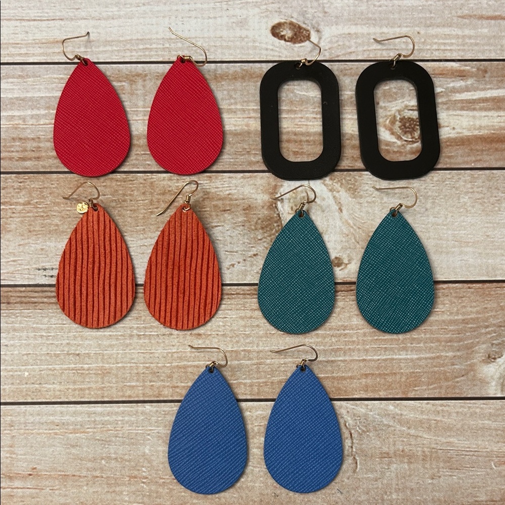 Set of five Nickel and Suede earrings